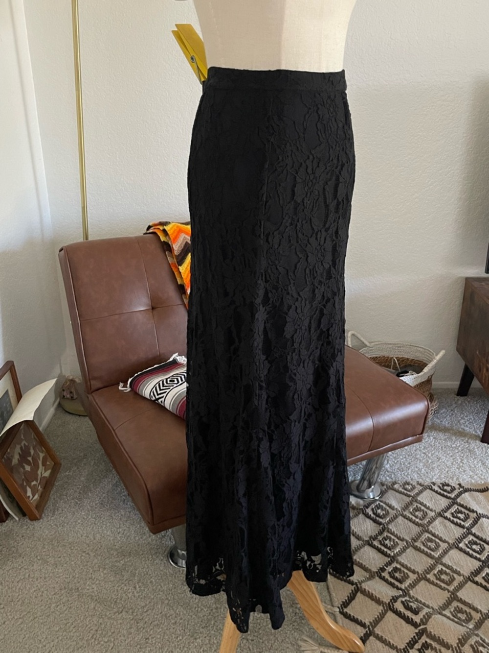 SOLD Vintage 1990s Spiegel Whimsigoth Boho Witchy Vampy Lace Maxi Skirt - Picture 3 of 8